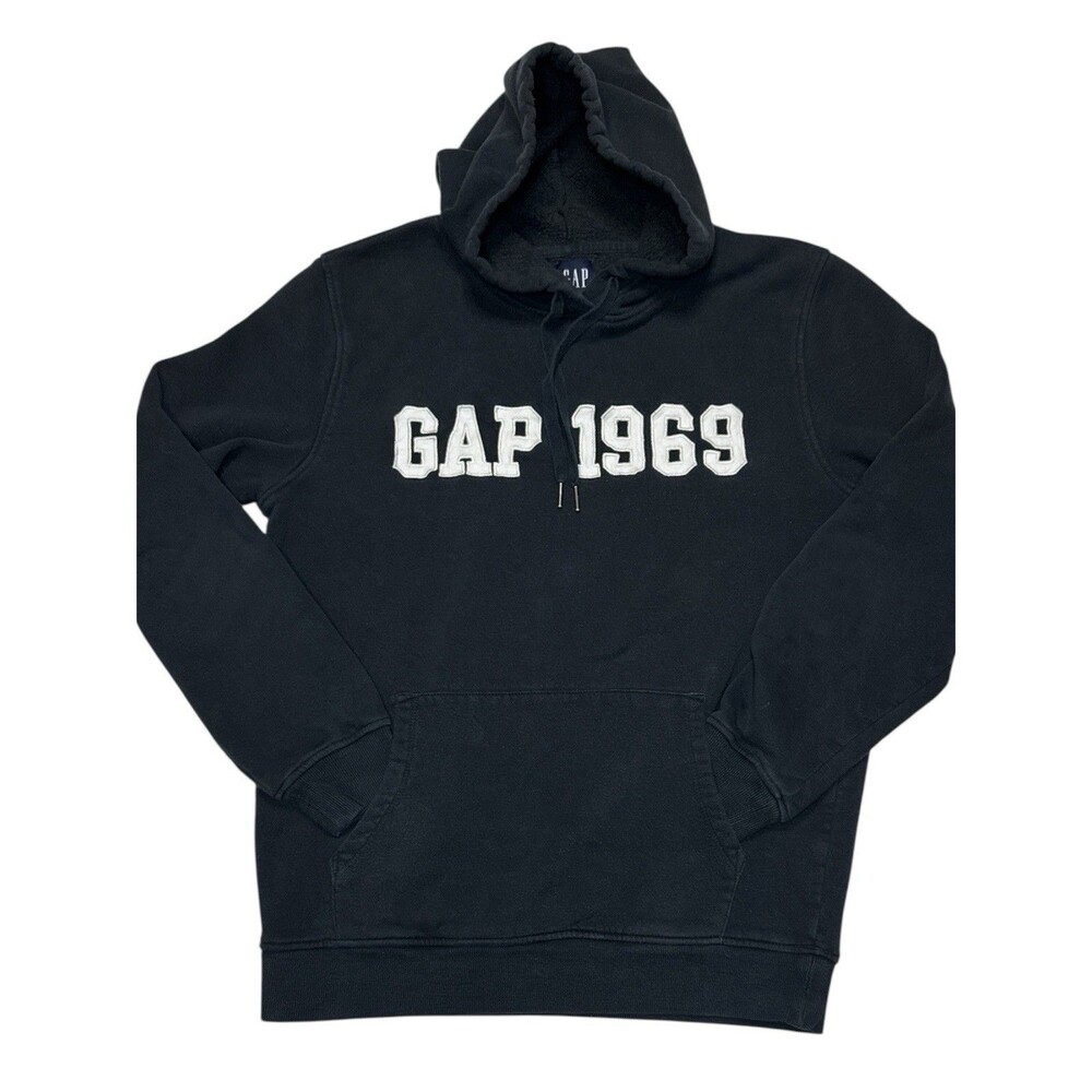 Gap 1969 Black Men’s Hoodie Spellout Graphic Kangaroo Pouch‎ Small Y2K Inspired
